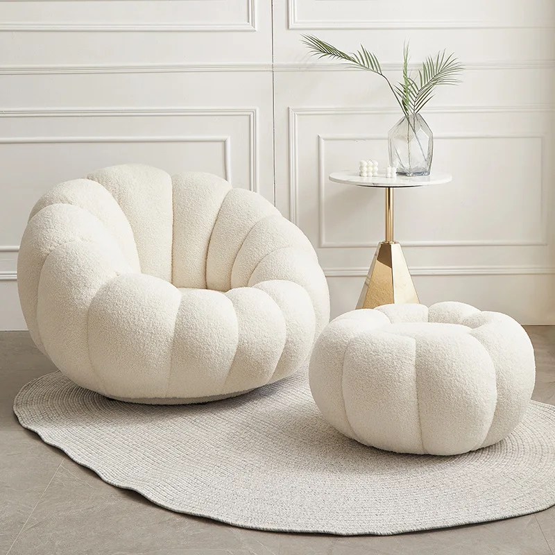 Nordic Teddy Living Room Chair Wool Fabric Luxury Single Seater Sofa ...