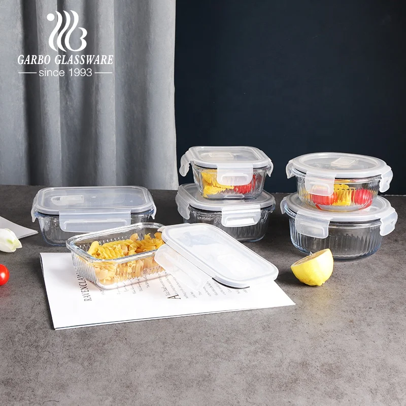800ml Glass Lunch Box Square Shape Glass Food Storage Container Office Use Oven Safe 6inch Glass Lunch Box with Lid