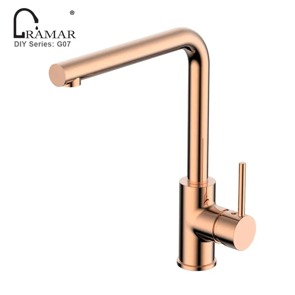 DIY Single Hole Rose Gold Black Solid Brass Kitchen Sink Faucet