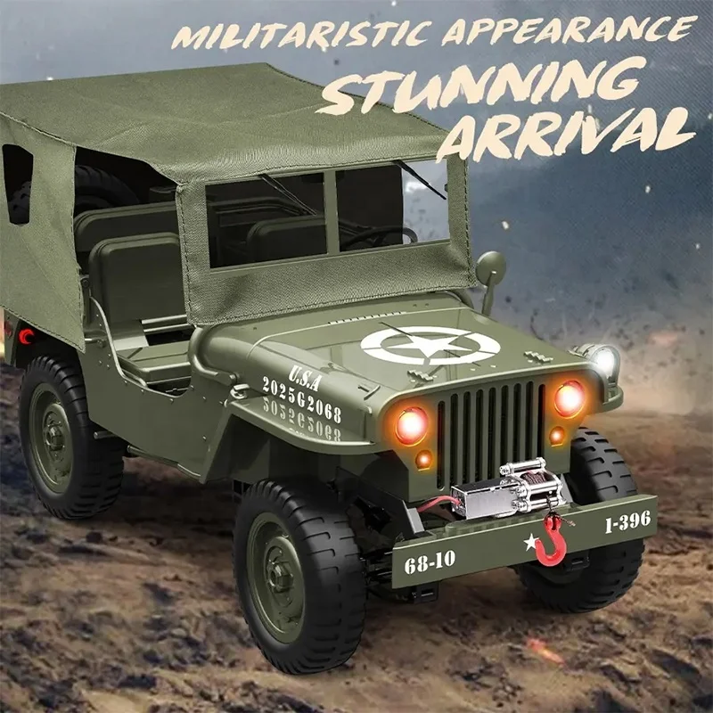 U.S. ARMY ブリキのジープ リモートコントロールカー JJRC C8815 1/10 1941 Willys MB Military Truck 4WD RC Rock Crawler
