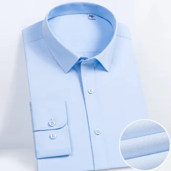 stock available breathable lightweight 40s polyester cotton fabric soft skin long sleeve men formal shirts