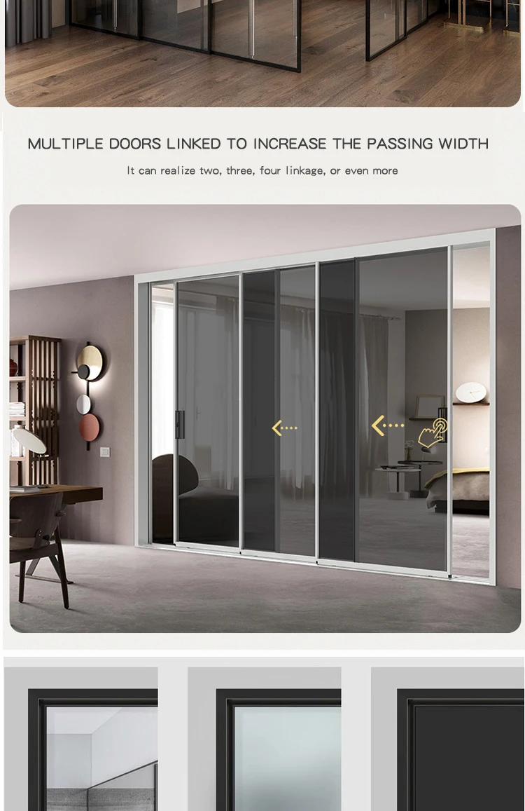 Oredy Telescoping Door Sliding Hardware Slim Frame Sliding Door Fitting