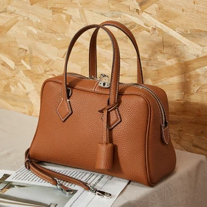 Women's Custom Genuine Leather Zipper Waterproof Crossbody Shoulder Bag Removable Strap-High Quality Luxury Travel Handbag