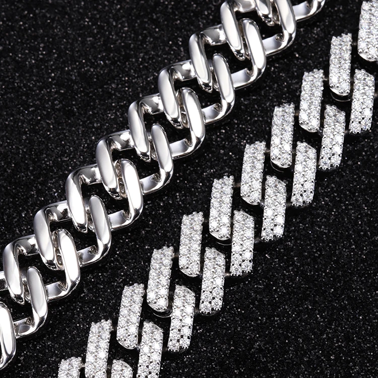 2row Moissanite Cuban Chain - Hip Hop 925 Silver Plated