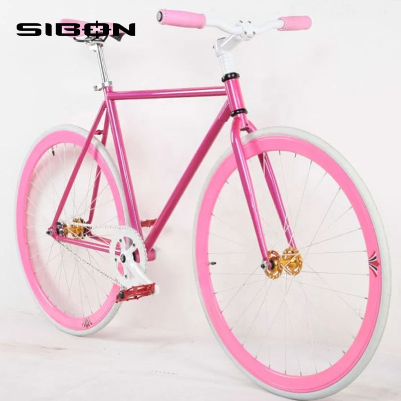 SIBON Fixie Bike Pink Aluminum Alloy Frame 700c Tires