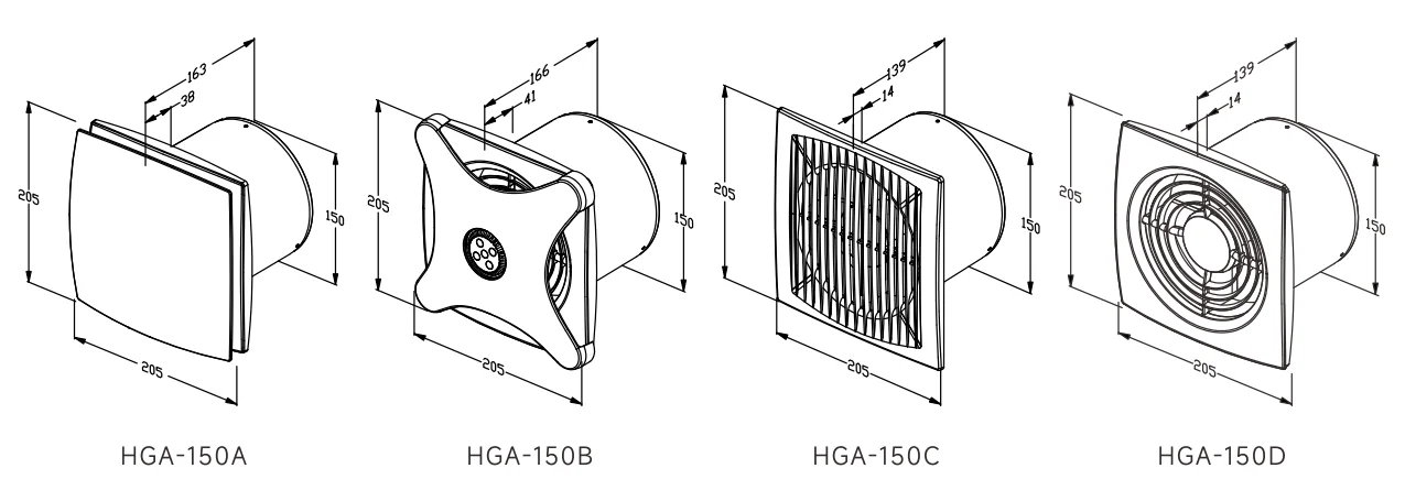 Mounted Wall Exhaust Fan, 4''6'', Ceiling - detail 30