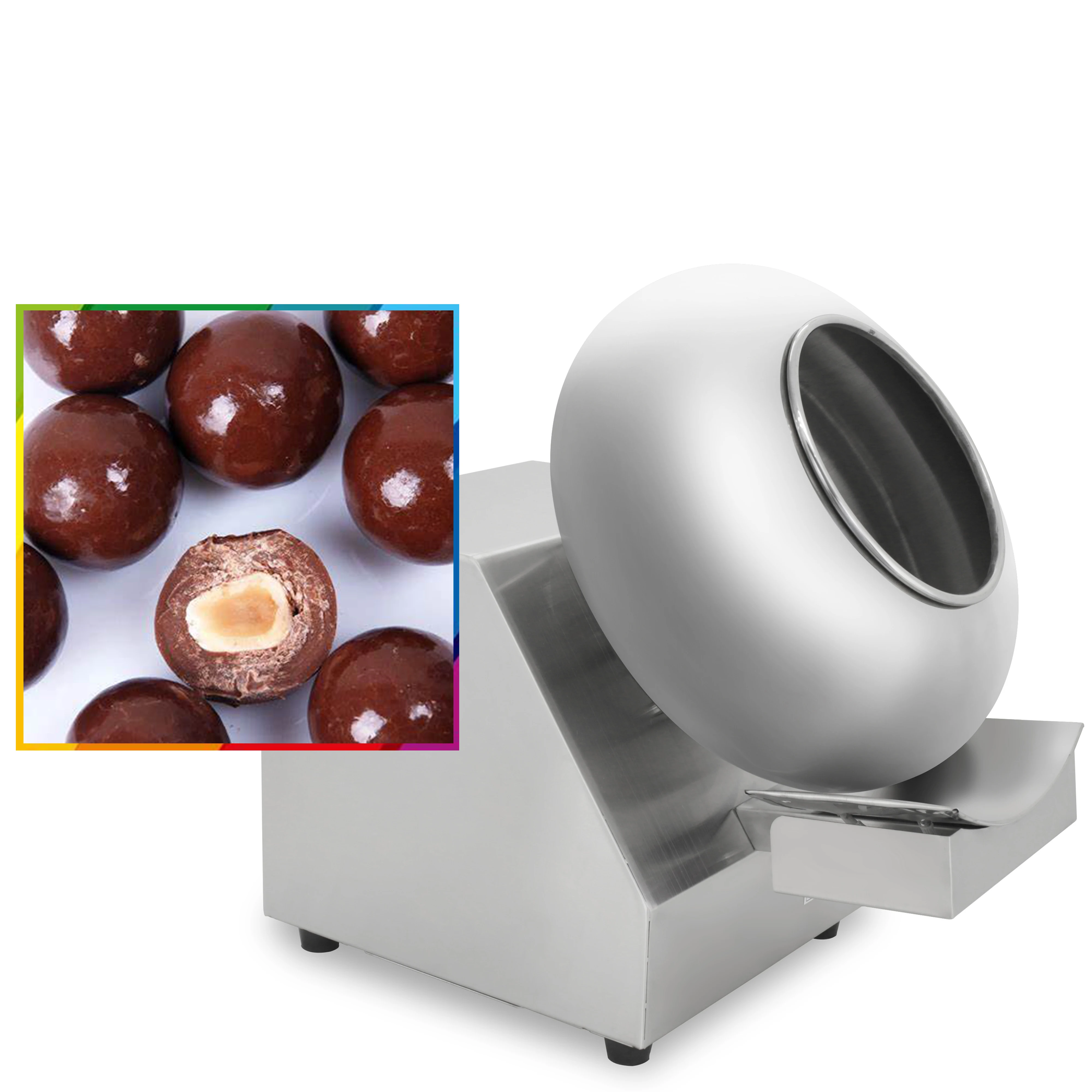 Chocolate Caramelized Nut Sugar Coated Processing Rotary Drum Coater Fennel Peanut Coating Machine