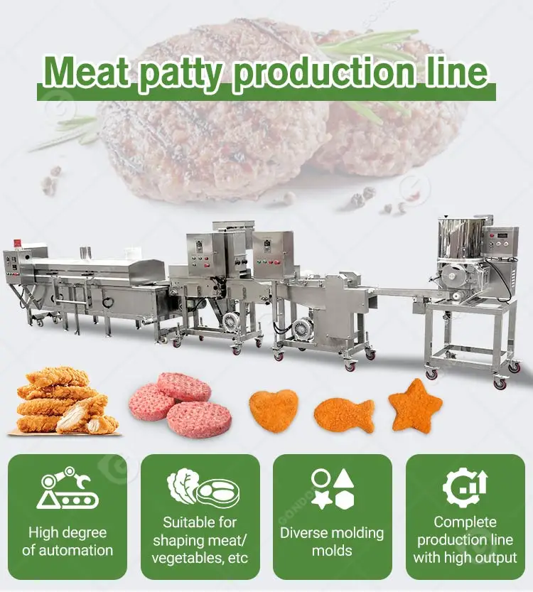 Burger Meat Product Patty Chicken Nugget Maker Production Line Make Form Mould Machine Price