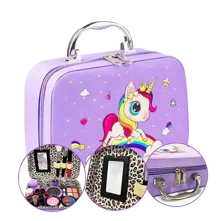 Girl Beauty Role Play Unicorn Cosmetics Toy Set Promotional Gift Educational Makeup Real Toys for Kids