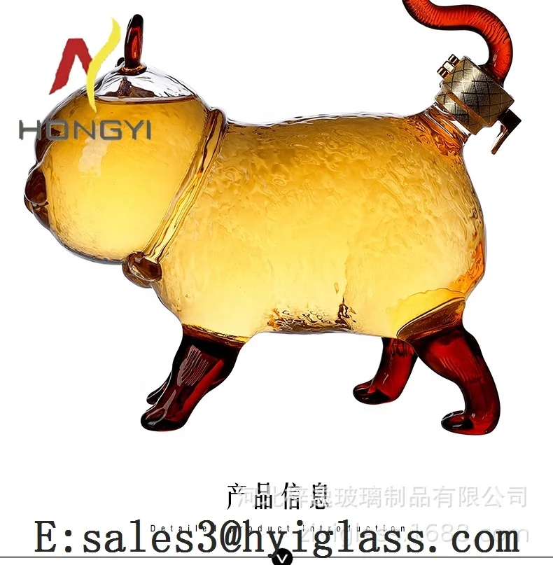 Glass Zodiac Animal Wine Decanter  Customized Engraved and Personalized Cat
