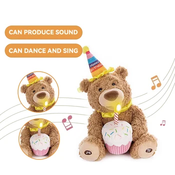 Artifact Bear Stuffed Animal Toy Music & Light-activated Rhythmic Breathing Mesh Lined Baby Sleeping Plush Toy
