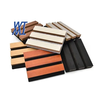 Decorative Studio Soundproofing Walnut And Oak Acoustic Slat Wood Wall Wooden Grooved Acoustic Panels