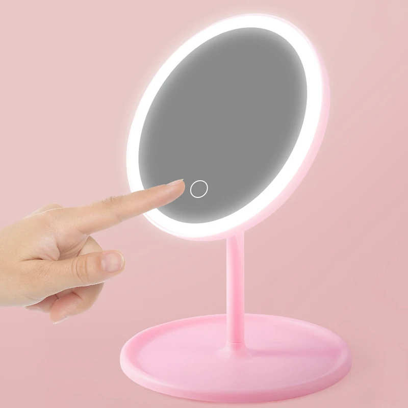 360 Degree Rotation Cosmetic Make up Mirror Small Lighted Led Makeup Mirror With Light