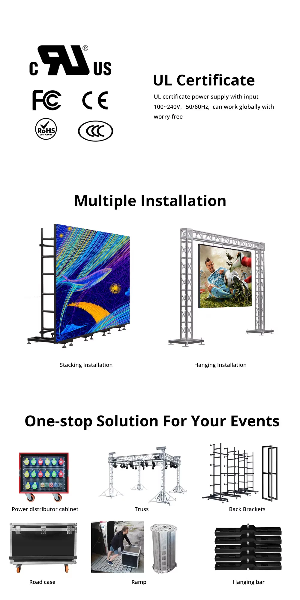 500*500 Waterproof Outdoor LED Screen LED Display P1.95 P2.6 P2.9 P3.9 ...