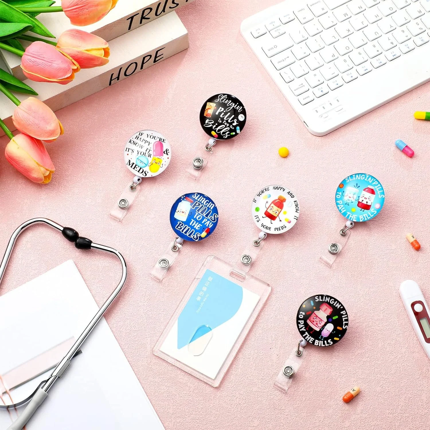 Funny Pharmacy Tech Badge Reel – Cute Pill Bottle Design For Nurses & Medical Workers - View #11