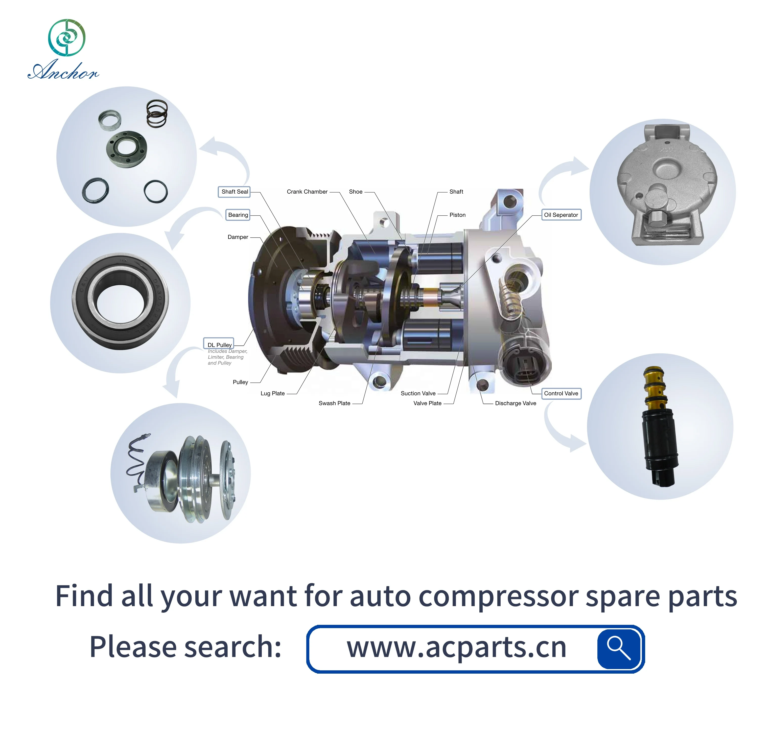 Auto Compressor Magnetic Clutch Set AC.106.112 AC Compressor 7H15
