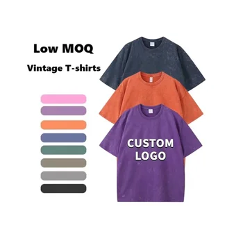 New Style Plus Size Men's Vintage t shirt 100% Cotton Custom Logo Graphic Printed Acid Washed t-shirt For Men
