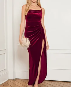 Fashion Sexy Evening Dress Classic Elegant Prom Dresses Sling  Evening Dresses 2025 OEM Service Velvet Party Sleeveless
