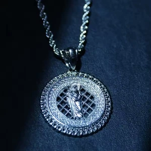 High Quality Best Sale Jewelry Silver Gold Plated Custom Chain Iced Out Zircon Virgin Mary Jesus Prayer Pendant Necklace Men