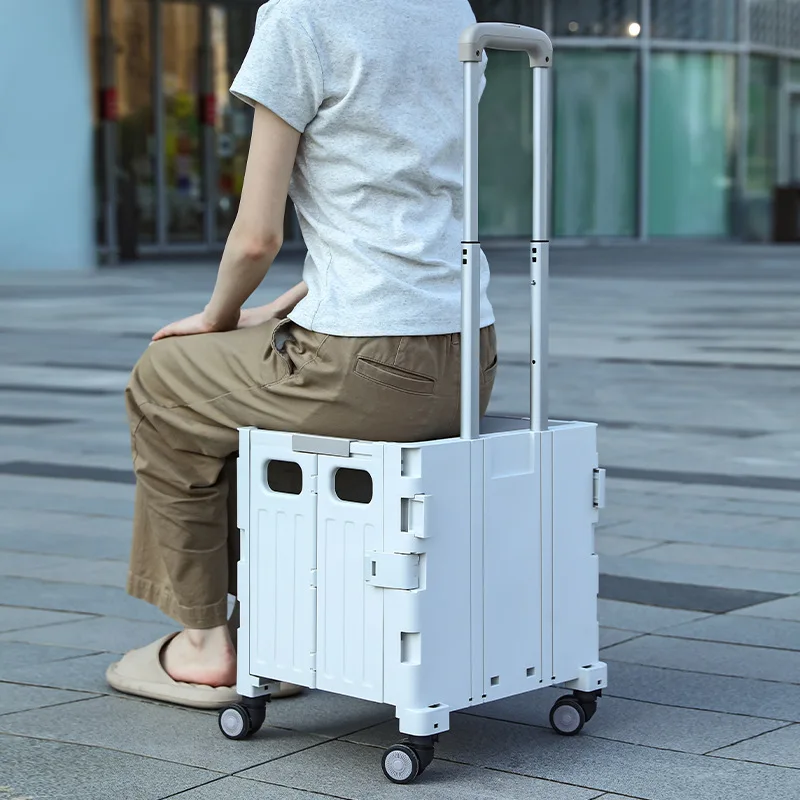 Original Factory Wholesale Foldable Four-Wheel Silver Supermarket Household Grocery Shopping Outdoor Picnic Camping Trolley