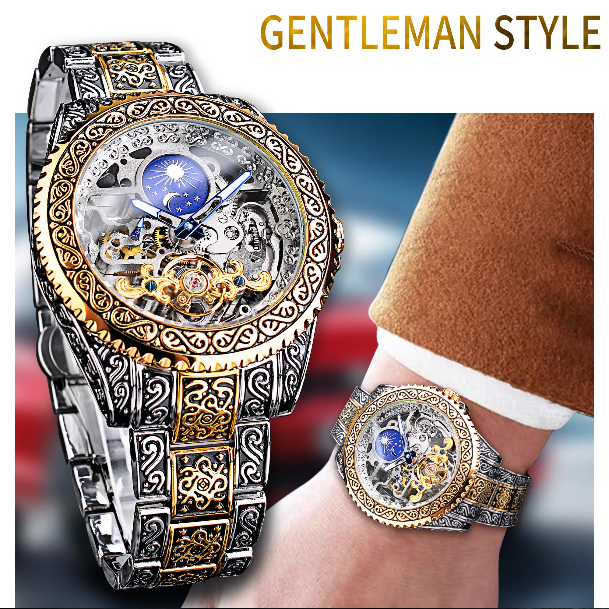 Forsining Fashion Silver Mens Watches Top Brand Luxury Automatic Mechanical  Stainless Steel Fashion Business Skeleton Wristwatch Mechanical  Wristwatches AliExpress | Forsining F001 Fashion Men Automatic Watch Hollow  Dial Stainless Steel Business |