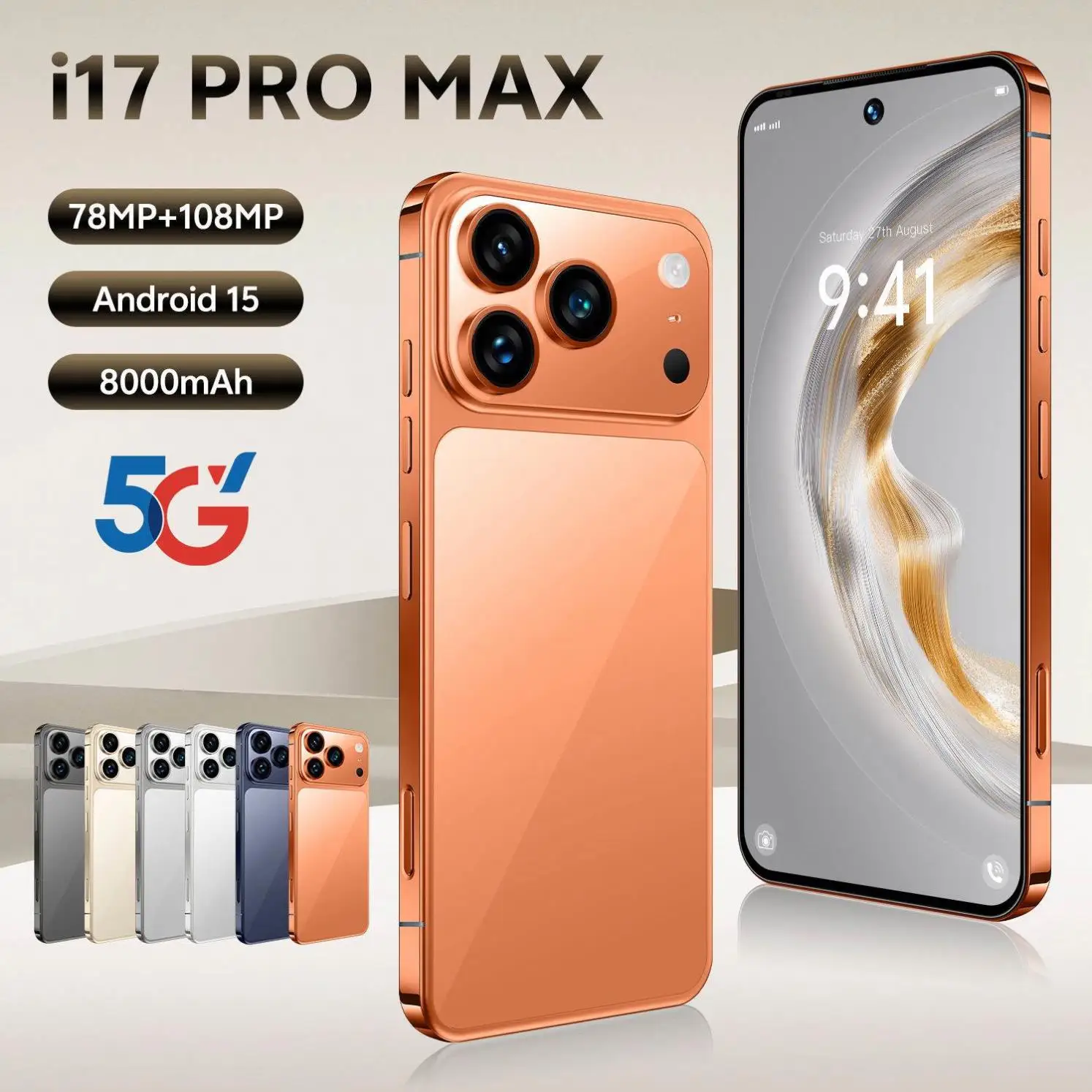 I17 Pro Max 7.3Inch 16GB + 1tb Smartphone Octa-core Unlocked