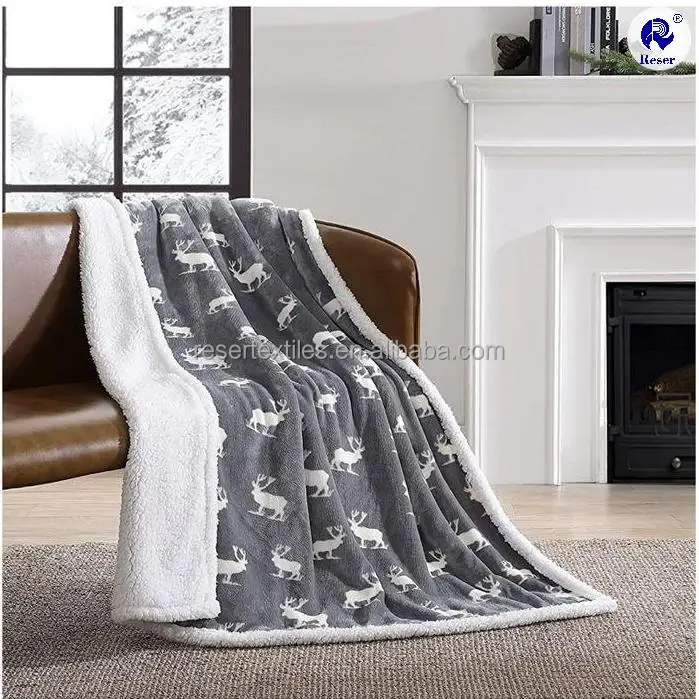 Christmas Snowflake Sherpa Fleece Throw Blanket Knitted Eco-Friendly Fluffy Couch and Bed Sofa Cozy Plush for Winter
