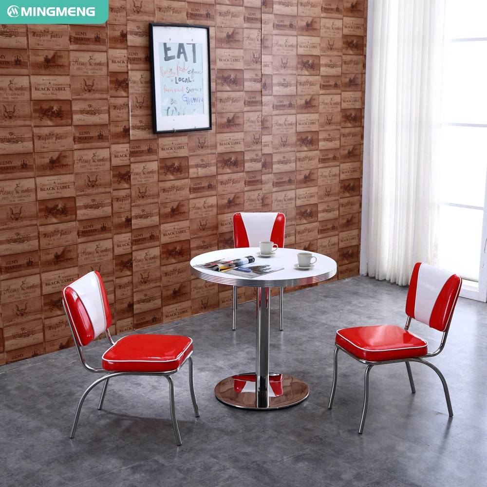 Customized Retro Style Dining Set with Leather Booth Table