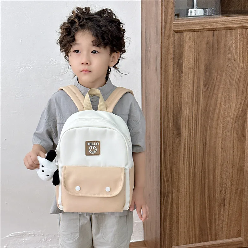 New Children's Kindergarten Schoolbag Boys Microfiber Synthetic Leather Solid Color Chil aperçu 3