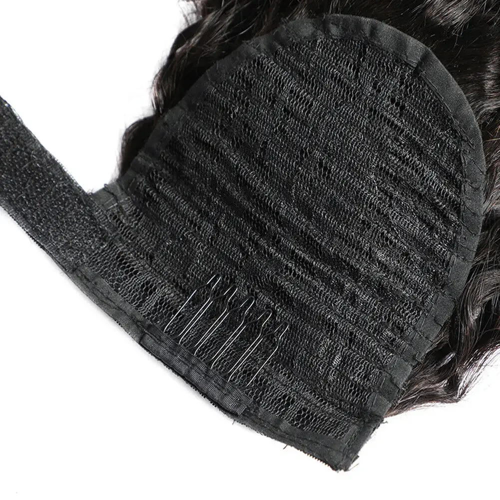 Extension per capelli con clip per coda di cavallo dritta da 26 pollici, parrucchino, capelli umani brasiliani neri naturali_voghion.com