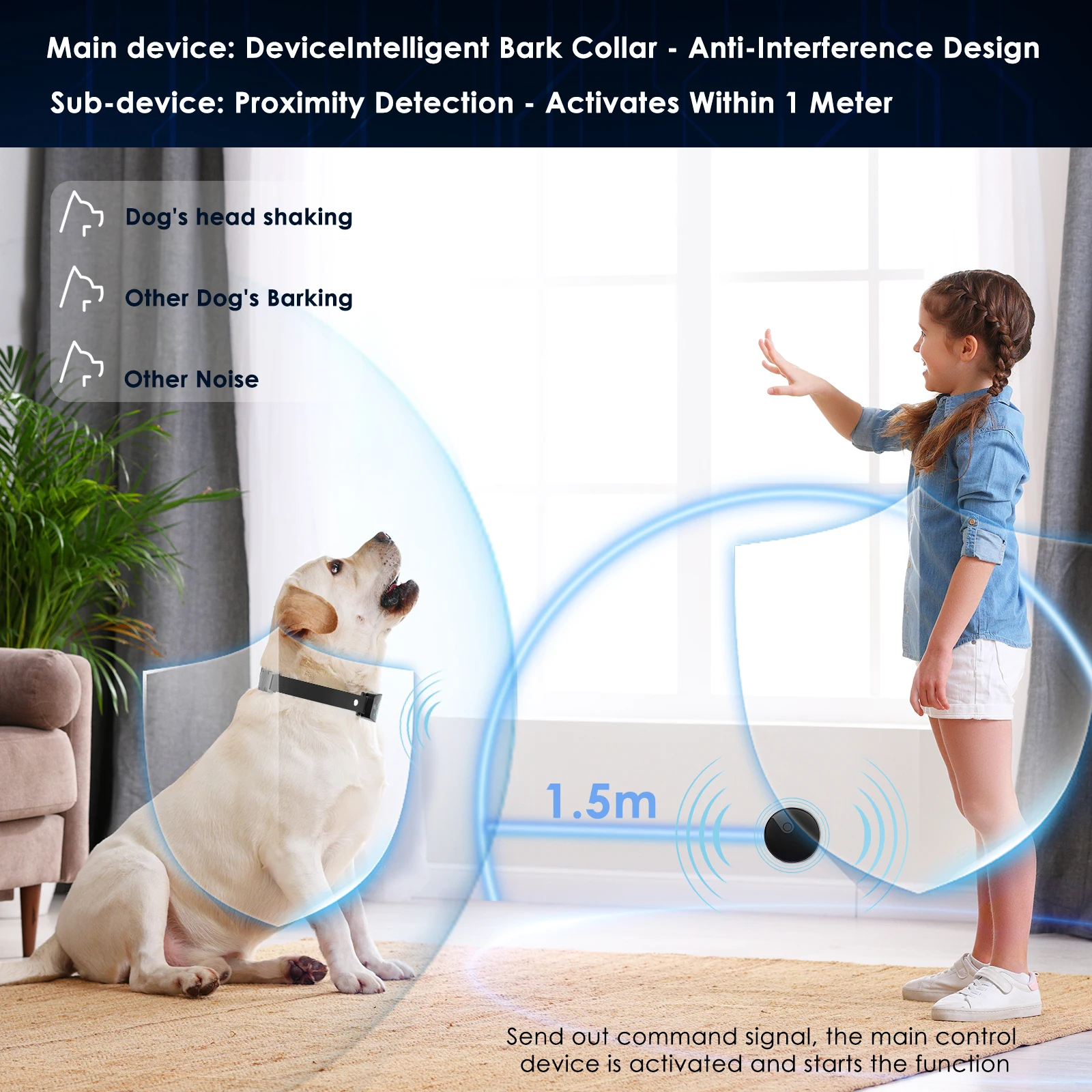 Rechargeable And Waterproof Training Collar Dog Shock Collar With Remote  For Large Dogs Beep Vibration Shock