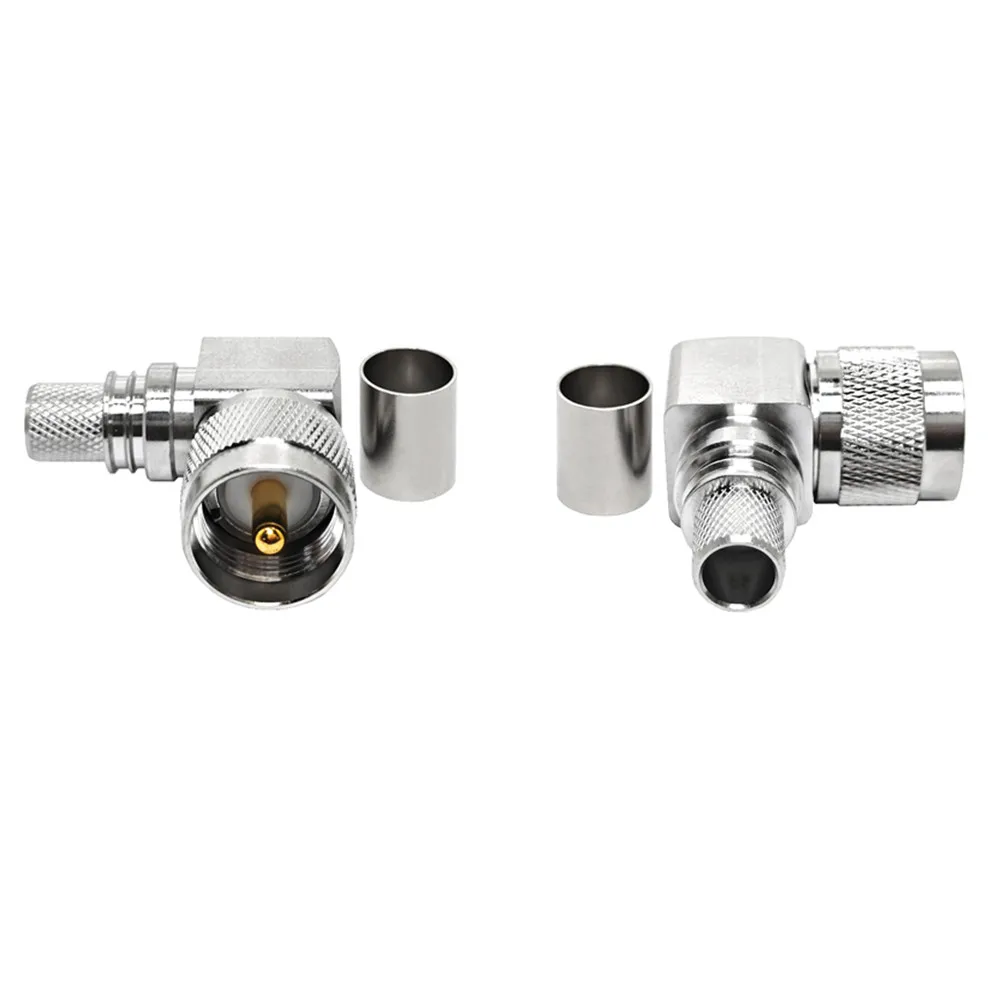Nickel RF Coaxial Connectors EZ UHF 90 Degrees Male Plug Crimp Right Angle  for LMR400 RG213 RG8  RG214 H1000 Cabl