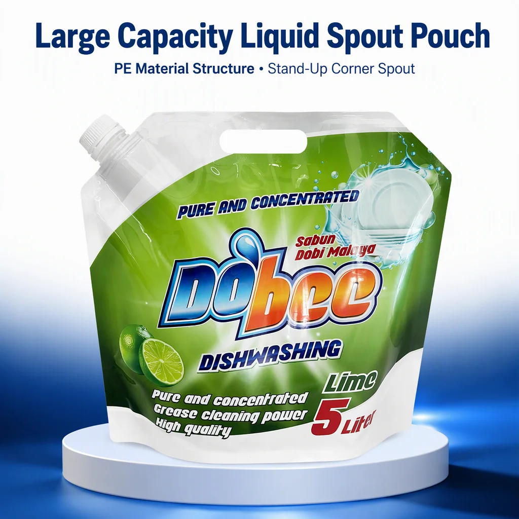 DQ PACK Large Capacity Liquid Packaging Plastic Bag 5L Stand up Corner Spout Pouch with Catch Handle