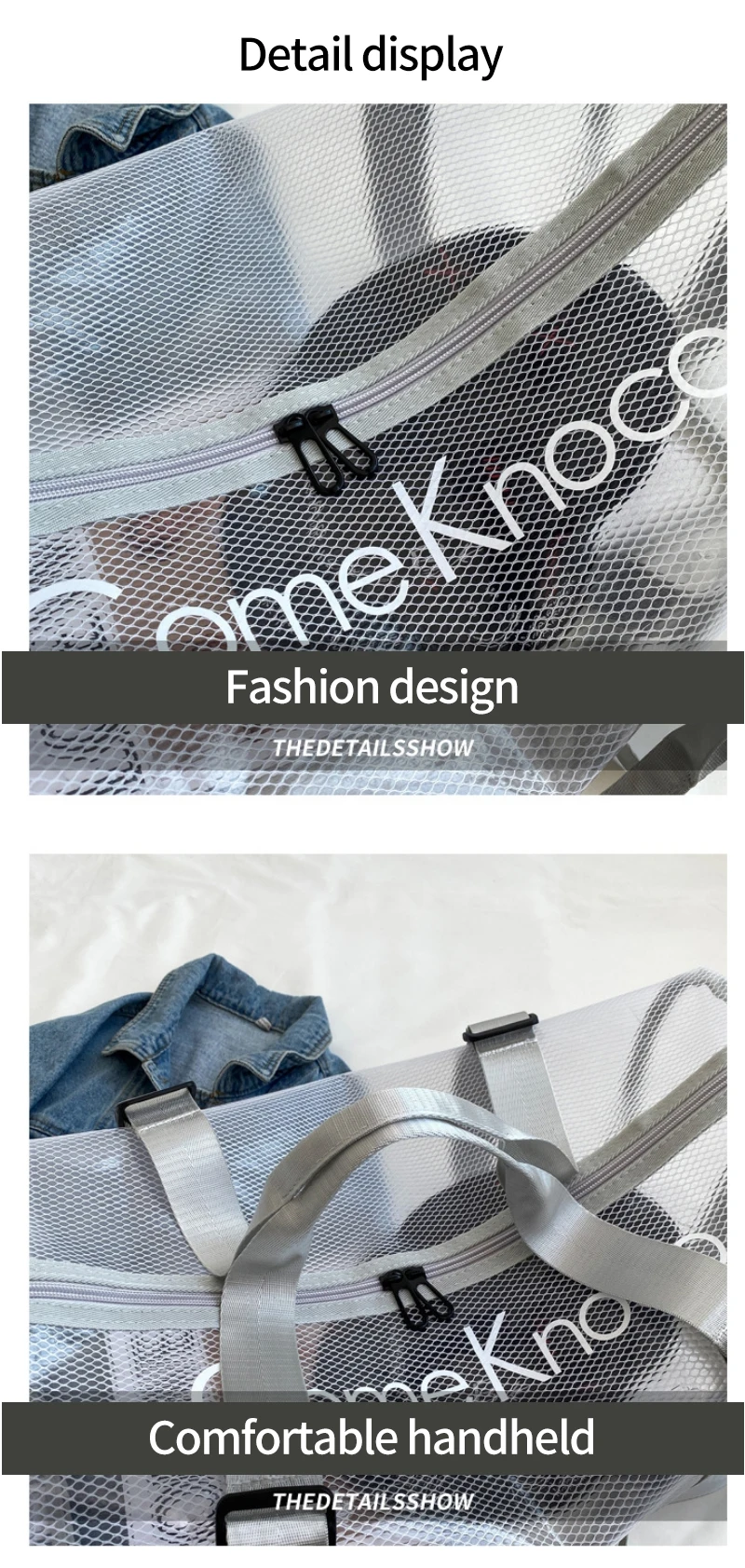Custom Logo Large Capacity Portable Clear Fitness Pvc Duffel Bag Sport Gym Travel Duffle Beach Bag For Women