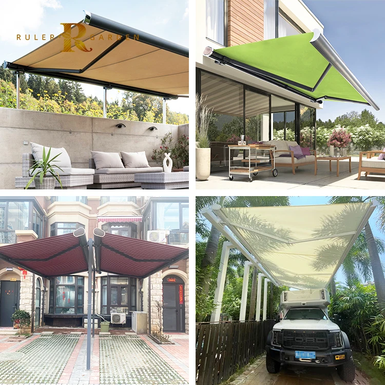 Folding Telescopic Foldable Motorized Patio Cover Sun Shade Awning Retractable Manual Retractil Door Window Canopy Patio Awning