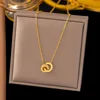 Necklace Rose Gold Double Ring Full Diamond
