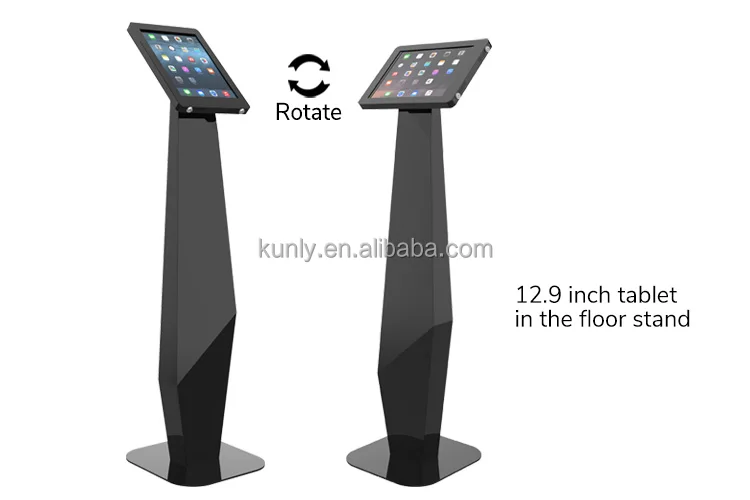 Steel Tablet Floor Stand For Ipad Pro 12.9 Inch Lockable Rotated