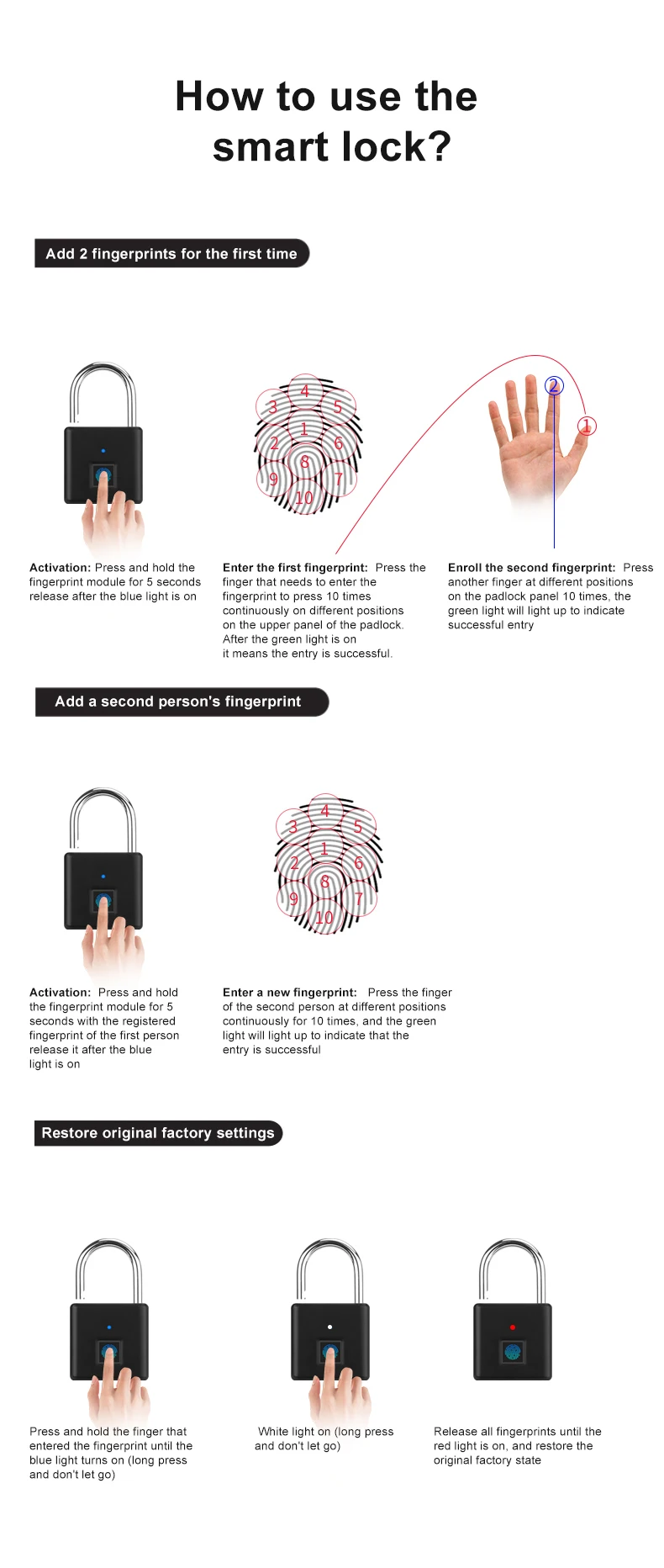 Fingerprint Padlock,Fingerprint Keyless Antitheft,Security Digital