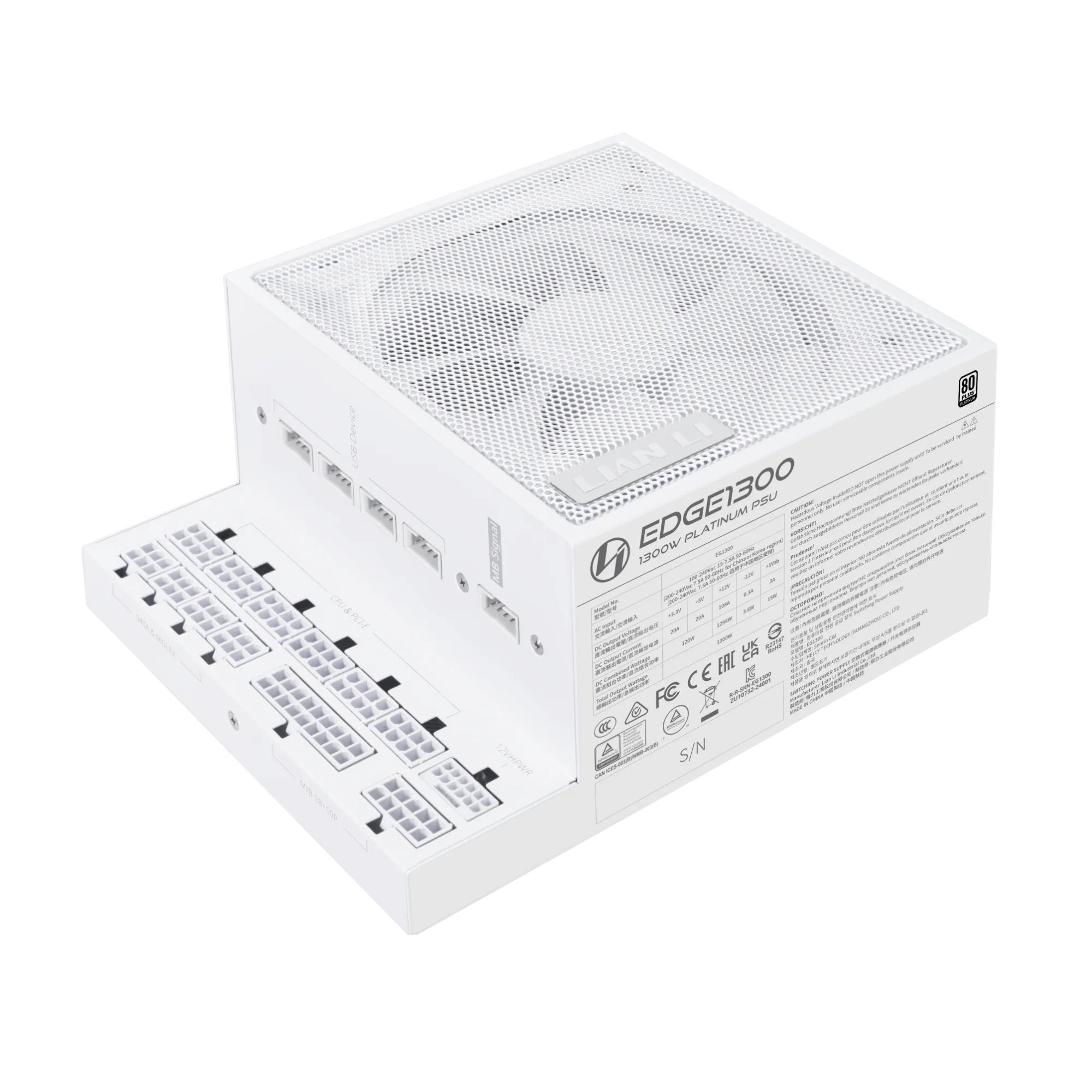 LIANLI EDGE1300W White L-Shape PSU - 1300W ATX 3.1 Power Supply