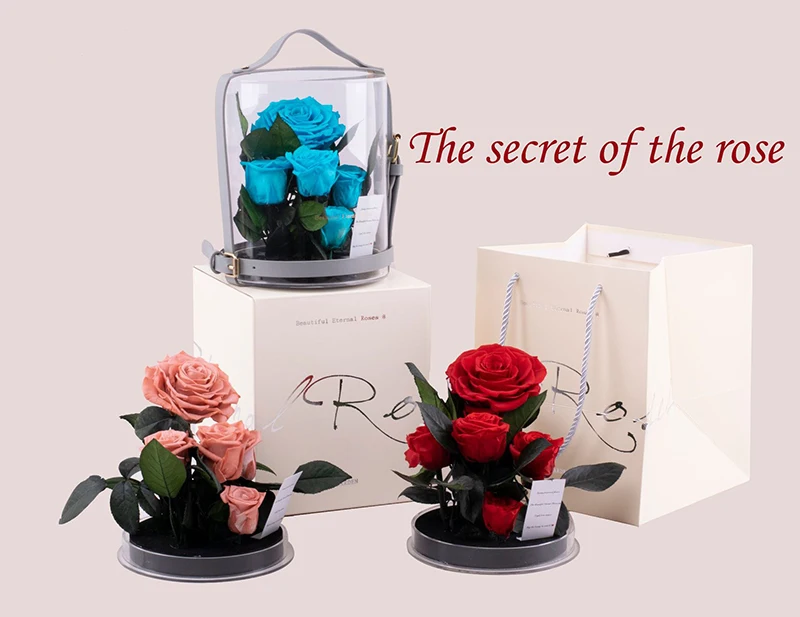 product factory supply wholesale acrylic secret garden diy flower arrangement valentines day gift box material preserved rose-54