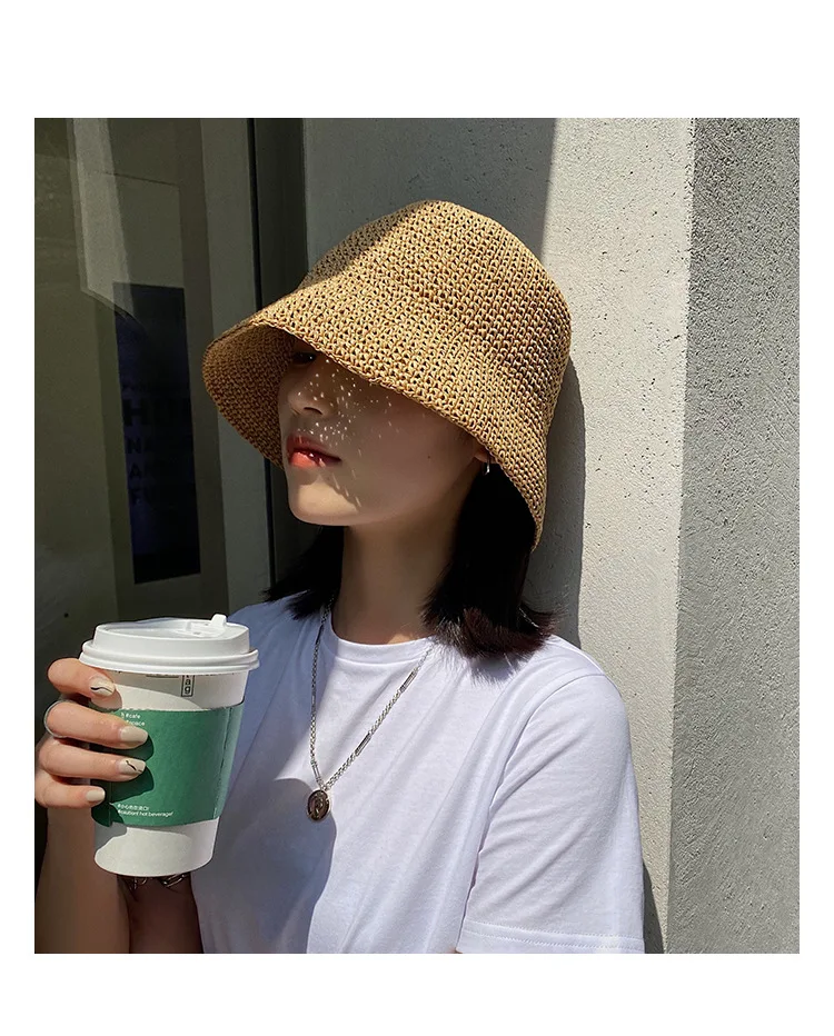 Straw Woven Fisherman Hat All-match Beach Sunshade Hat Summer Thin ...