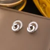 Earrings Steel Double Ring Full Diamonds