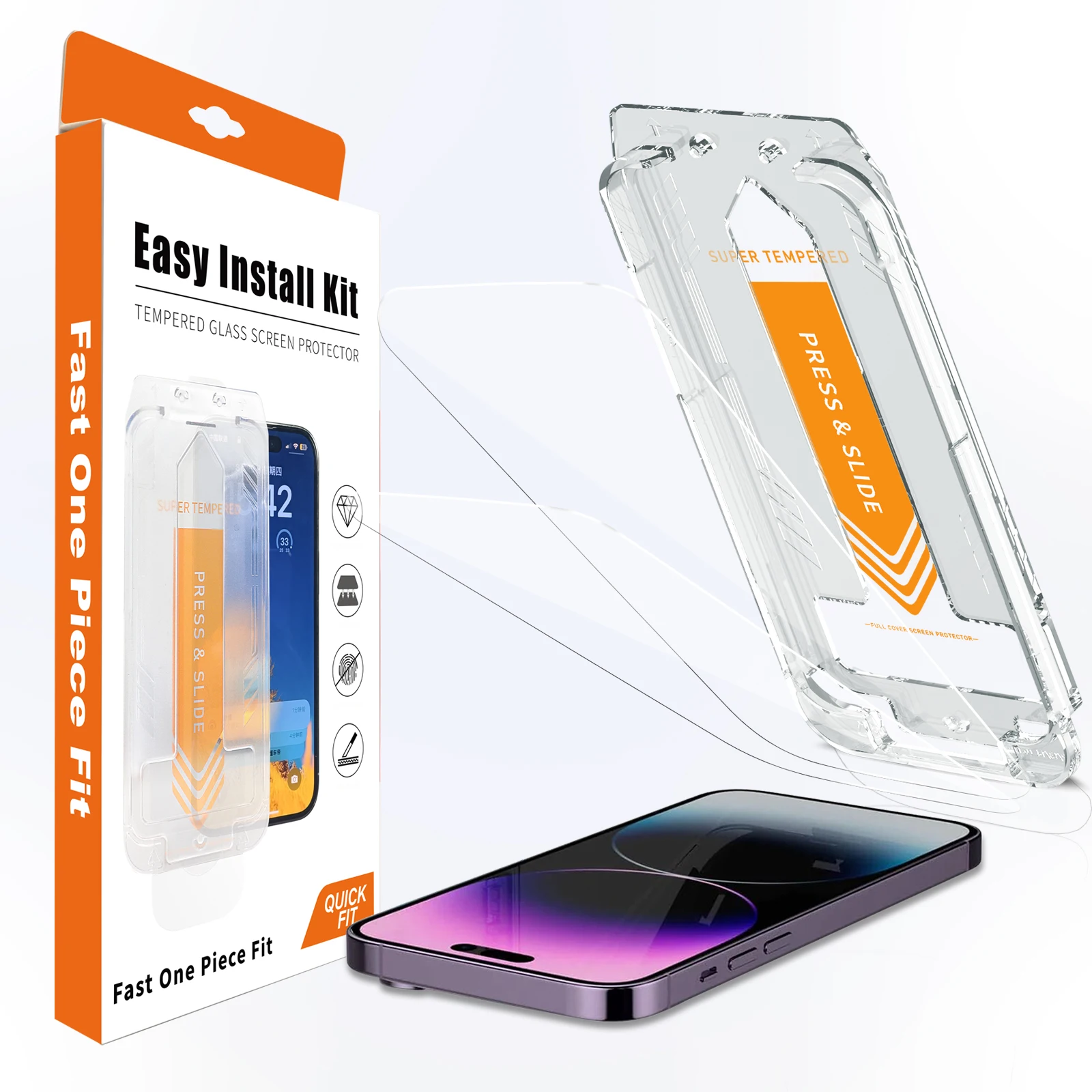 9H 2.5D Tempered Glass Screen Protector Case Easy Applicator Install Box Magic John Screen Protector for Iphone 13 14 15 Pro Max