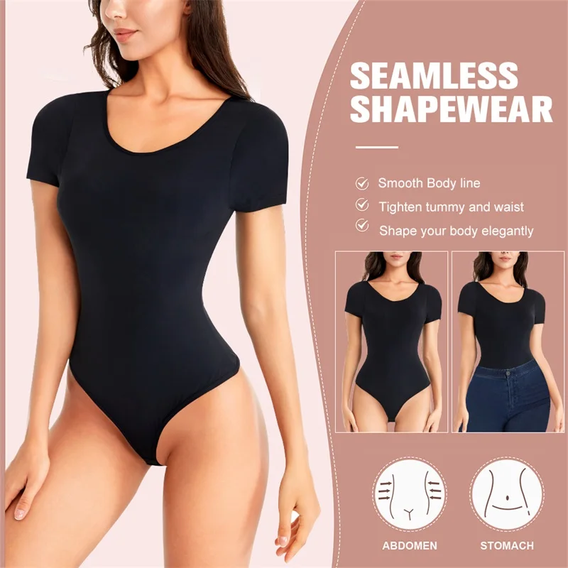 Wholesale Women Plus Size Full Body Shoulder Tummy Control Shaper Underwear Seamless Waist Trainer Thong Bodysuit Shapewear factory