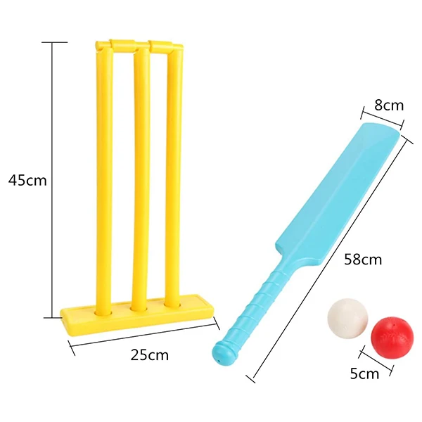 Plastic Backyard Cricket Bat Ball Stumps Kids Junior Plastic Cricket