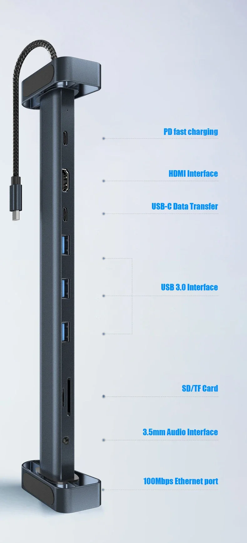 If you are searching for a supplier of a product with perfect quality control and highly competitive prices, which gives you an advantage in expanding your local market, then contact us now!  Competitive suppliers of  10 in 1 Type C Dock Laptop Stand 4K HDTV SD TF Card Reader USB3.0 RJ45 Ethernet 10 Ports USB C HUB Docking Station