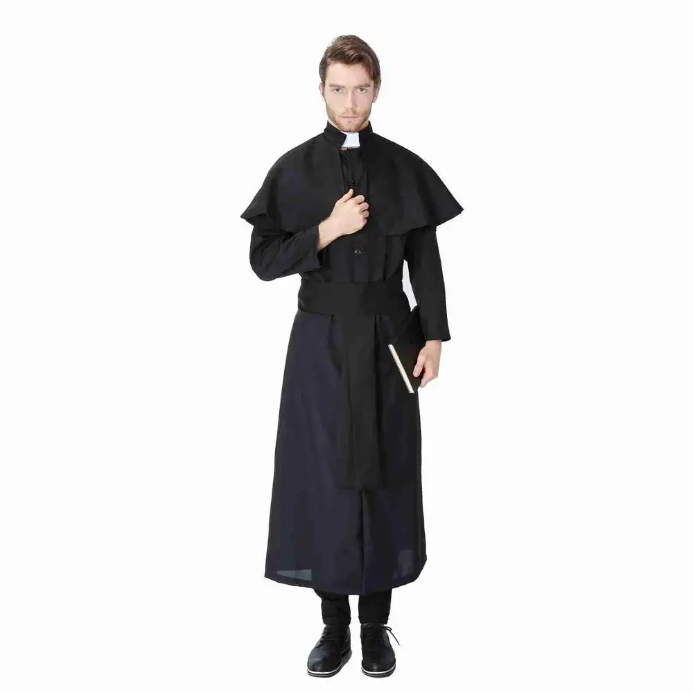 Nuevo Estilo de Disfraz de Sacerdote Católico para Hombre, Disfraz de Adulto para Fiesta de Halloween Nuevo Estilo de Disfraz de Sacerdote Católico para Hombre, Disfraz de Adulto para Fiesta de Halloween