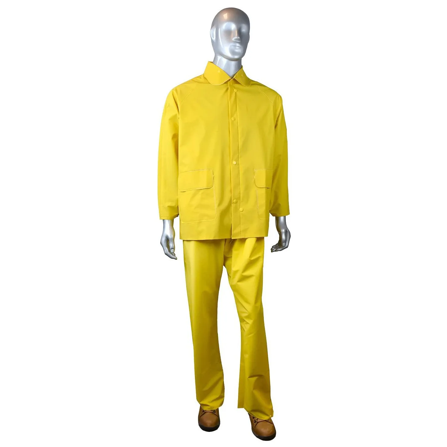 Custom Yellow PVC Polyester Waterproof Rain Jacket Bib Pants Different Thickness Factory Price for Adults