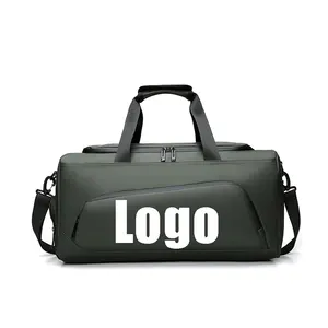 Custom Logo Men's Gym Bags Waterproof Sport Duffle Bag with Shoes for Outdoor Travel Casual PU Polyester Lined Fitness Luggage