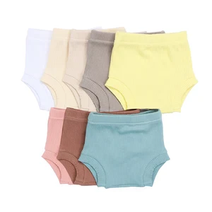Wholesale Custom Baby Kids Children Ribbed Cotton Knickers Underpants Briefs Baby Bloomers